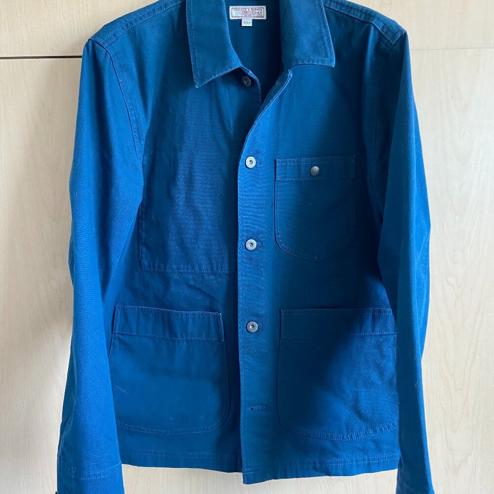 Men's Wallace & Barnes Duck Canvas Utility Chore Jacket in Mystic Sea, Size Med
